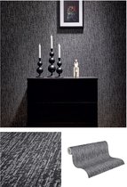 STREPEN DESIGN BEHANG | Glans en glinster - zwart zilver - "Architects Paper" A.S. Création Villa