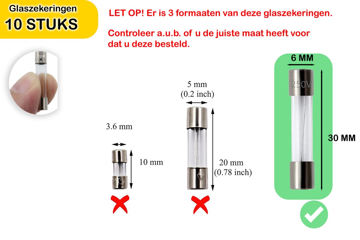 Glaszekeringen 6,3 x 25 mm - Rick Donkers
