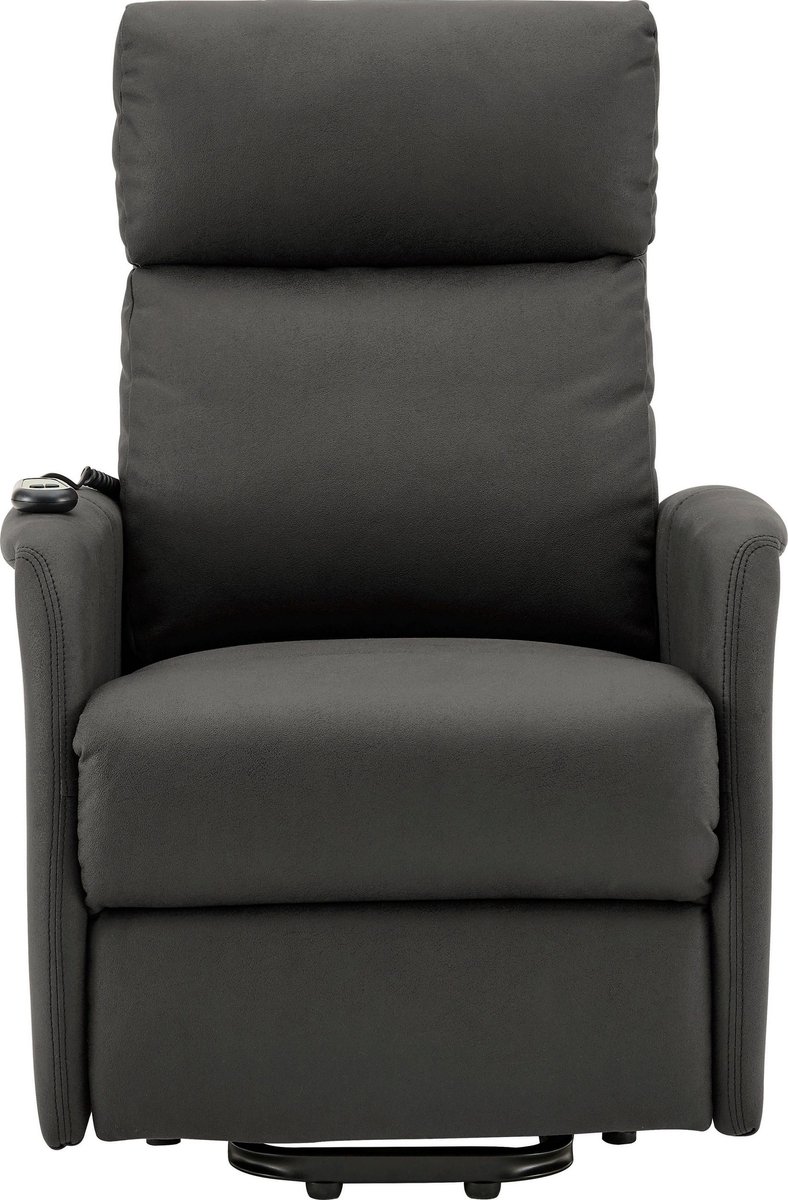 Notio Living Herman-Relaxfauteuil in stof Antraciet Zwart