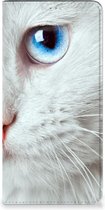 Bookcover Geschikt voor Samsung Galaxy A14 4G Smart Case Witte Kat