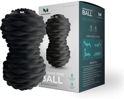 Massagerr® Vibrerende Duo Massagebal - 4 Tril Niveaus - Triggerpoint Bal - Massage Bal - Peanut Ball - Massage Roller voor Rug, Nek, Benen, Voeten, Fullbody - Voetmassage Roller - Lacrosse Bal
