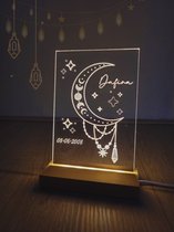 Nachtlampje | gepersonaliseerd | 'Celestial Moon' | naam en geboortedatum | Moon phases | Boho chic | ramadan decoratie cadeau | kraamcadeautje