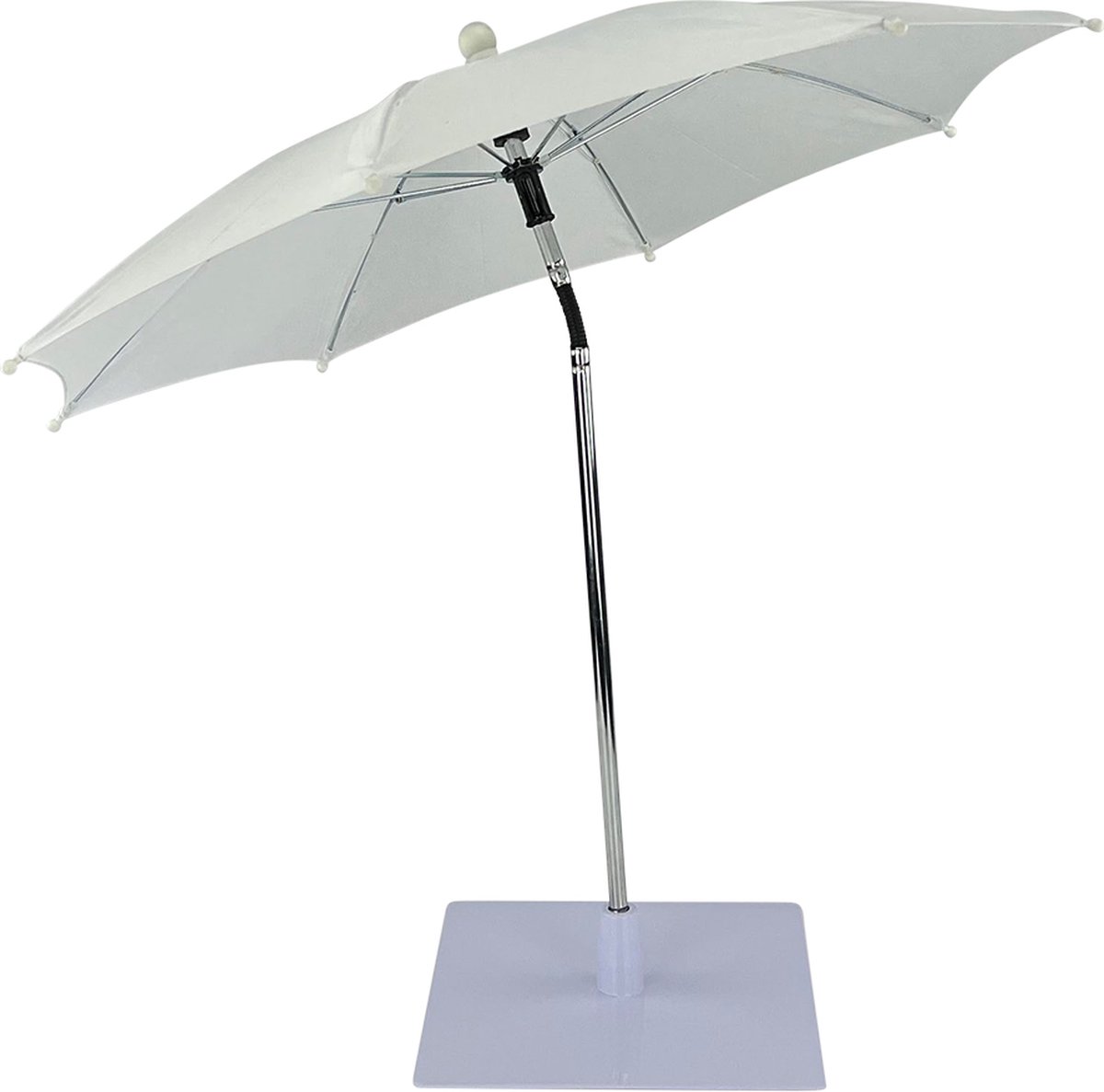 Tafelparasol Wit van WDMT - ø 60 x 56 cm - mini parasol balkon - strandparasol - parasol met voet - zweefparasol - parasols - schaduwdoek - verzwaarde parasolvoet - Wit