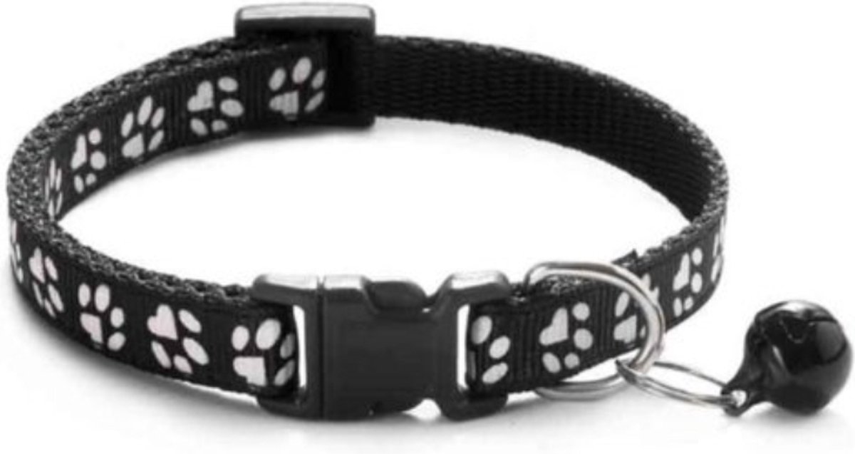Verstelbare dieren halsbandje | Voor Hond & Kat | Katten halsbandje | Honden halsbandje | Met belletje | ZWART - Merkloos