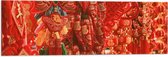 Vlag - Kraam Vol Rode Chinese Versieringen - 90x30 cm Foto op Polyester Vlag