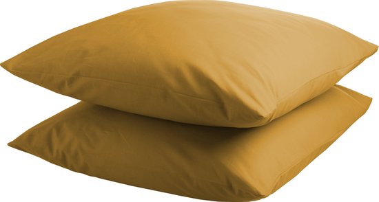 Kussensloop d'oreiller coquillage - 100% coton naturel - 2x 60x70 - jaune ocre