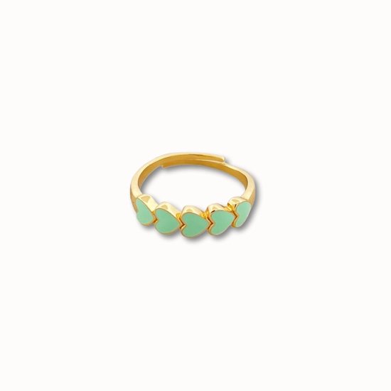 ByNouck Jewelry - Mint Hartjes Ring - Sieraden - Dames Ring - Verguld - Ringen
