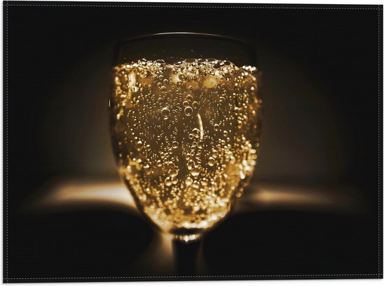 Vlag - Vol Wijnglas Gevuld met Bubbels - 40x30 cm Foto op Polyester Vlag