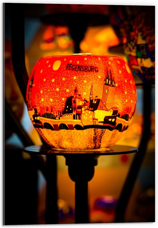 Acrylglas - Lichtgevende Lampion met de Stad Regensburg in Duitsland - 40x60 cm Foto op Acrylglas (Wanddecoratie op Acrylaat)