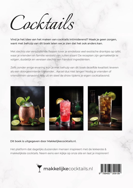 Cocktails Boek - Meer Cocktails met minder flessen - Recepten - Heerlijk en Lekker - Makkelijkecocktails.nl - Het perfecte cadeau! - Cocktailset