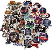 50 autocollants amusants de l'espace avec des astronautes - Mélange d'autocollants pour votre fusée, ordinateur portable, étui de téléphone, mur, etc.