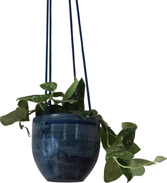 Hangpot voor Planten - Bloempot voor Binnen - Blauw - Ø 16 cm -  Plantenhangers | bol.com