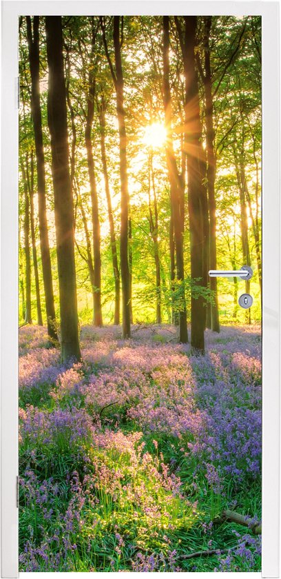 Poster de porte - Fleurs - Forêt - Printemps - Vert - Sticker de porte -  Porte Papier