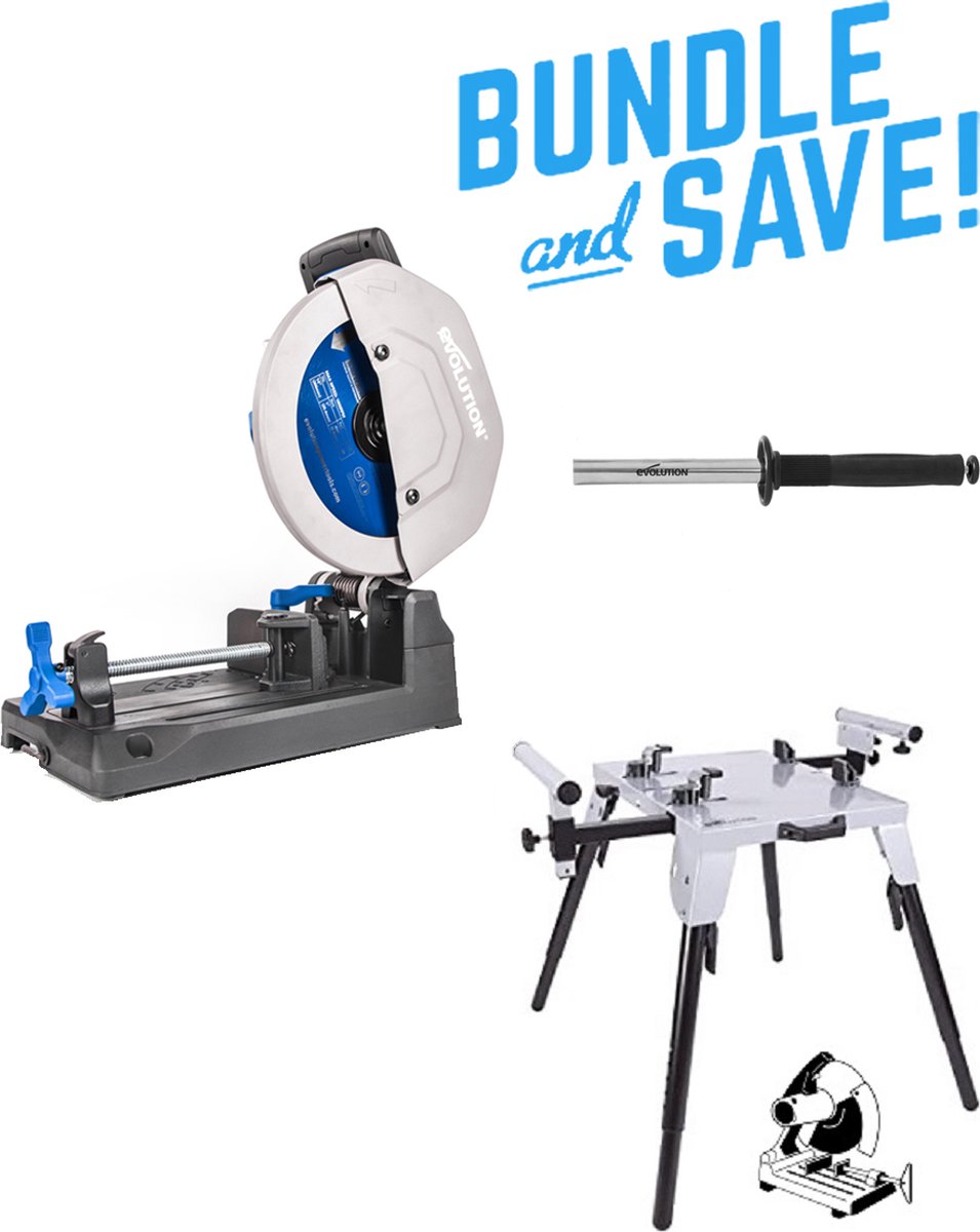 EVOLUTION - COMBOPACK S355CPS + CHOPSTAND +MAGNEET VOOR SPANEN - DIA 355 MM - 2200W - 40KG