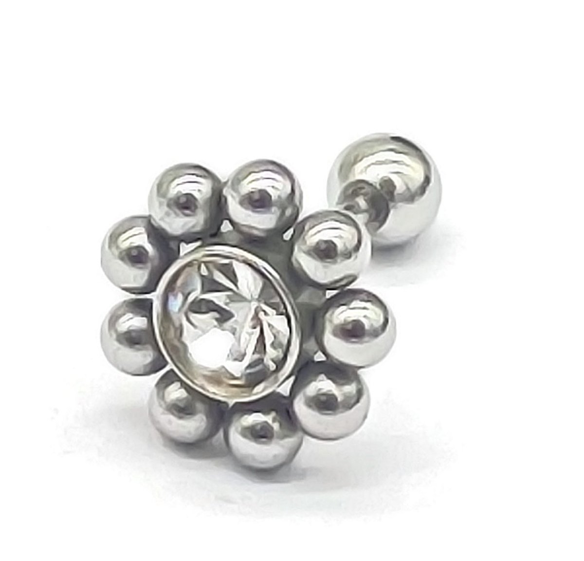Oorpiercing met Kraal - RVS - 7 mm - Zilverkleurig