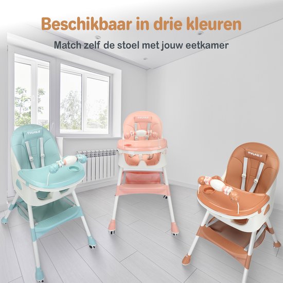 Twinky® Kinderstoel MAXI - 3-in-1 Kinderwagen Set - Bruin - Inklapbare Eetstoel & Baby Wagentje en Babystoel Voor Aan Tafel - Kinderzetel, Peuterstoeltje en Meegroeistoel in 1 van Merkloos — afbeelding 3