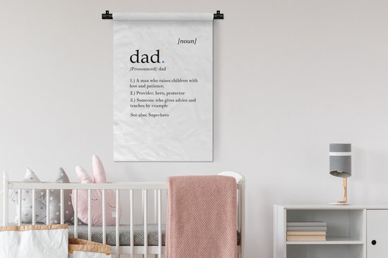 Tapisserie Vaderdag - Cadeau Vaderdag / Joli cadeau Fête des Pères avec définition Papa Tapisserie Coton 60x90 cm - Tapisserie avec photo