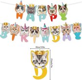 Banner Happy Birthday Cats - kat - poes - katten slinger - poezen banner - huisdier - slinger - dier