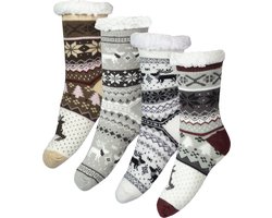 Wintersokken met teddy voering en anti slip zool.