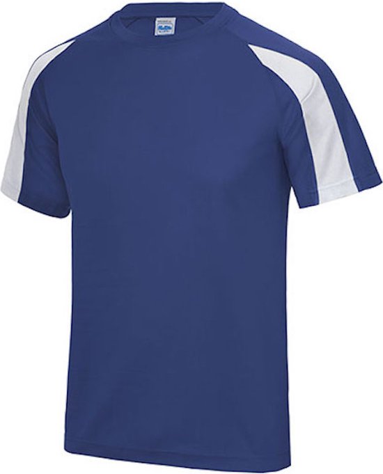 Vegan T-shirt 'Contrast' met korte mouwen Royal Blue/White - XL
