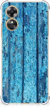 Shockproof Case OPPO A17 Telefoonhoesje met doorzichtige rand Wood Blue
