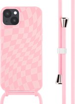 iMoshion Hoesje Geschikt voor iPhone 14 Plus Hoesje Met Koord - iMoshion Siliconen design hoesje met koord - Roze / Retro Pink