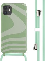 iMoshion Hoesje Geschikt voor iPhone 11 Hoesje Met Koord - iMoshion Siliconen design hoesje met koord - Groen / Retro Green