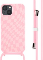 iMoshion Hoesje Geschikt voor iPhone 13 Hoesje Met Koord - iMoshion Siliconen design hoesje met koord - Roze / Retro Pink