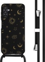 iMoshion Hoesje Geschikt voor Samsung Galaxy A14 (5G) / A14 (4G) Hoesje Met Koord - iMoshion Siliconen design hoesje met koord - Zwart / Sky Black