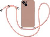 Cazy Soft TPU Telefoonhoesje met Koord - geschikt voor iPhone 13 - iPhone 13 Hoesje met Koord - Roze