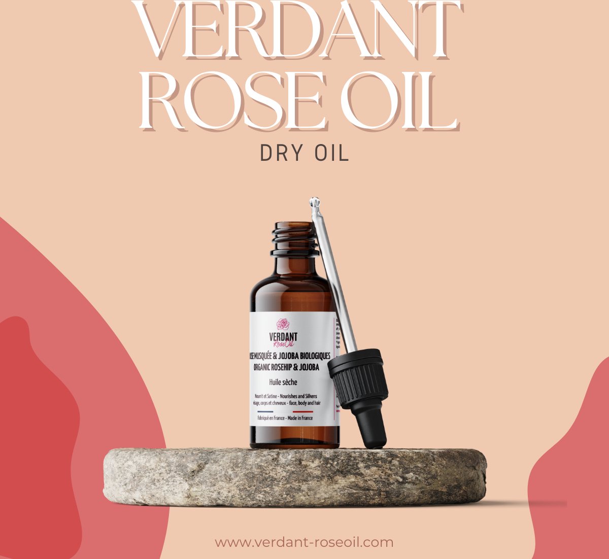 Verdant Rose Oil Anti-Aging Bio-Hagebutten- und Jojoba-Trockenöl 30ml - Pflegendes und Anti-Falten-Haut- und Haaröl mit Vitamin E.