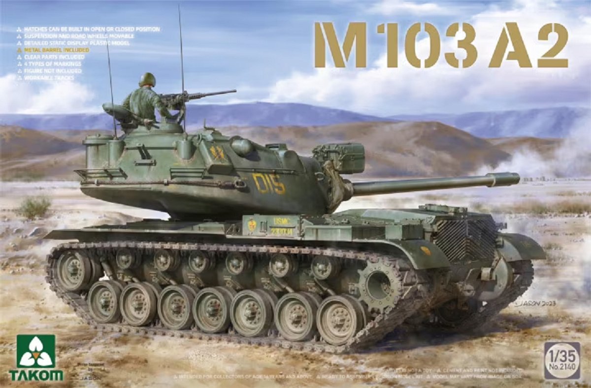 Takom Modelbouwpakket Militaire voertuigen - 2140 M103A2 Tank Plastic - 1:35 - Modelbouw