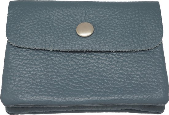 Bijoutheek Portefeuille femme en cuir italien bleu gris