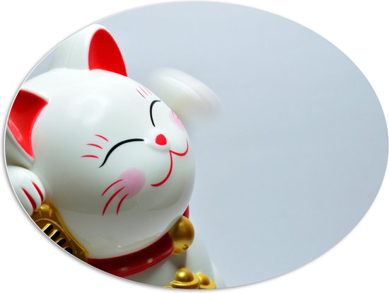 PVC Schuimplaat - Japans Kattenbeeldje In Het Goud - 80x80 Cm Foto Op Pvc Schuimplaat