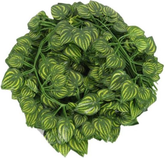 Kunstmatige groene klimop met gestreepte bladeren, in een ronde tros.