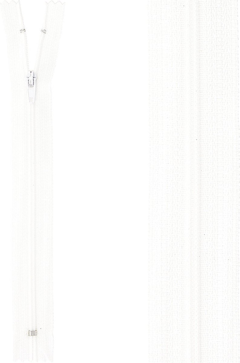 Fijne rits polyester wit 30cm - niet-deelbaar stevige rits