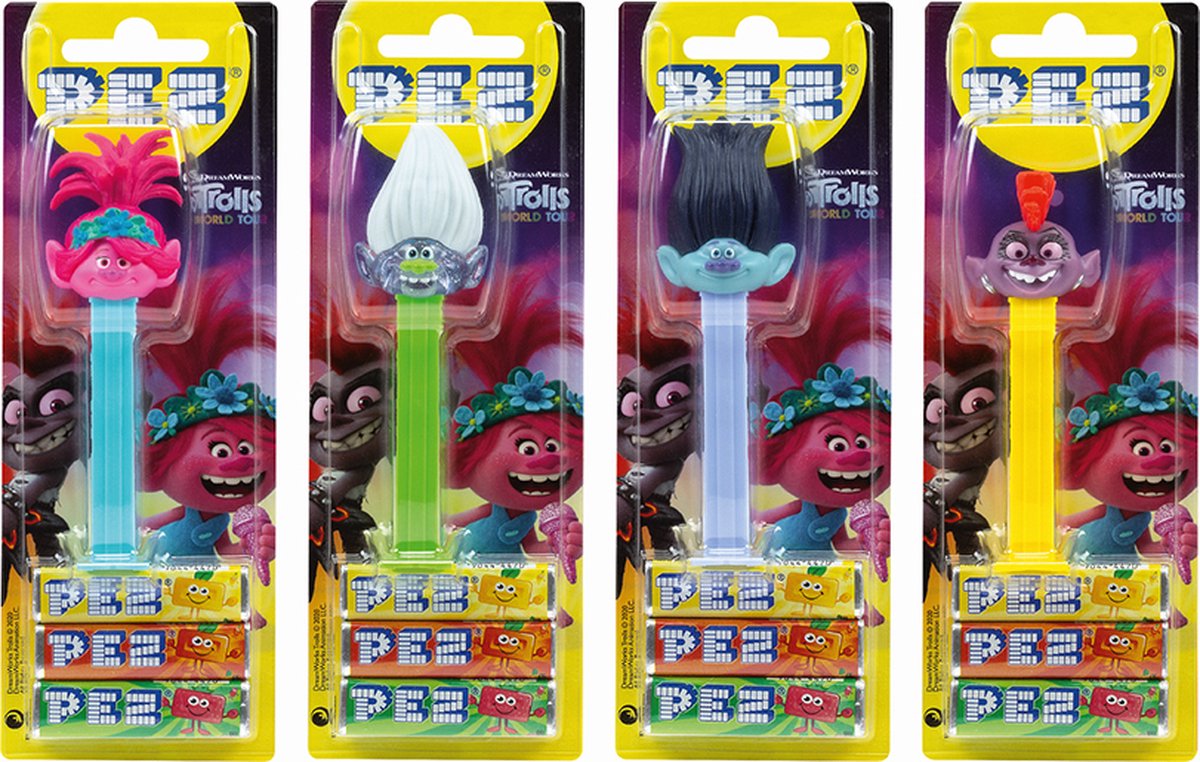 4 PEZ Figuren met elk 3 vullingen (figuren kunnen afwijken van foto) - snoep muntjes - 102g