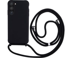 Casemania Hoesje Geschikt voor Samsung Galaxy S23 Plus - Zwart - Siliconen Back Cover met Koord - Telefoonhoesje met Koord - Crossbody Lanyard Cord Case