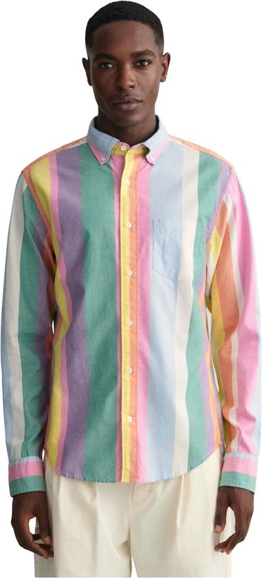 Gant Overhemd Roze Katoen maat XL lange mouw overhemden roze bol