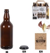 Het Ultieme Bierliefhebbers Belevingspakket - 6 Bierflesjes, 24 Bierdopjes, 24 Zelfklevende Etiketten voor Perfecte Bierervaringen