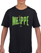 Mbappe - kylian - PSG - - Kinder T-Shirt - Zwart text blauw - Maat 164 (smal) - T-Shirt leeftijd 15 tot 16 jaar - Grappige teksten - Cadeau - Shirt cadeau - Mbappe - 10 - kylian - PSG - voetbal - korte mouwen -
