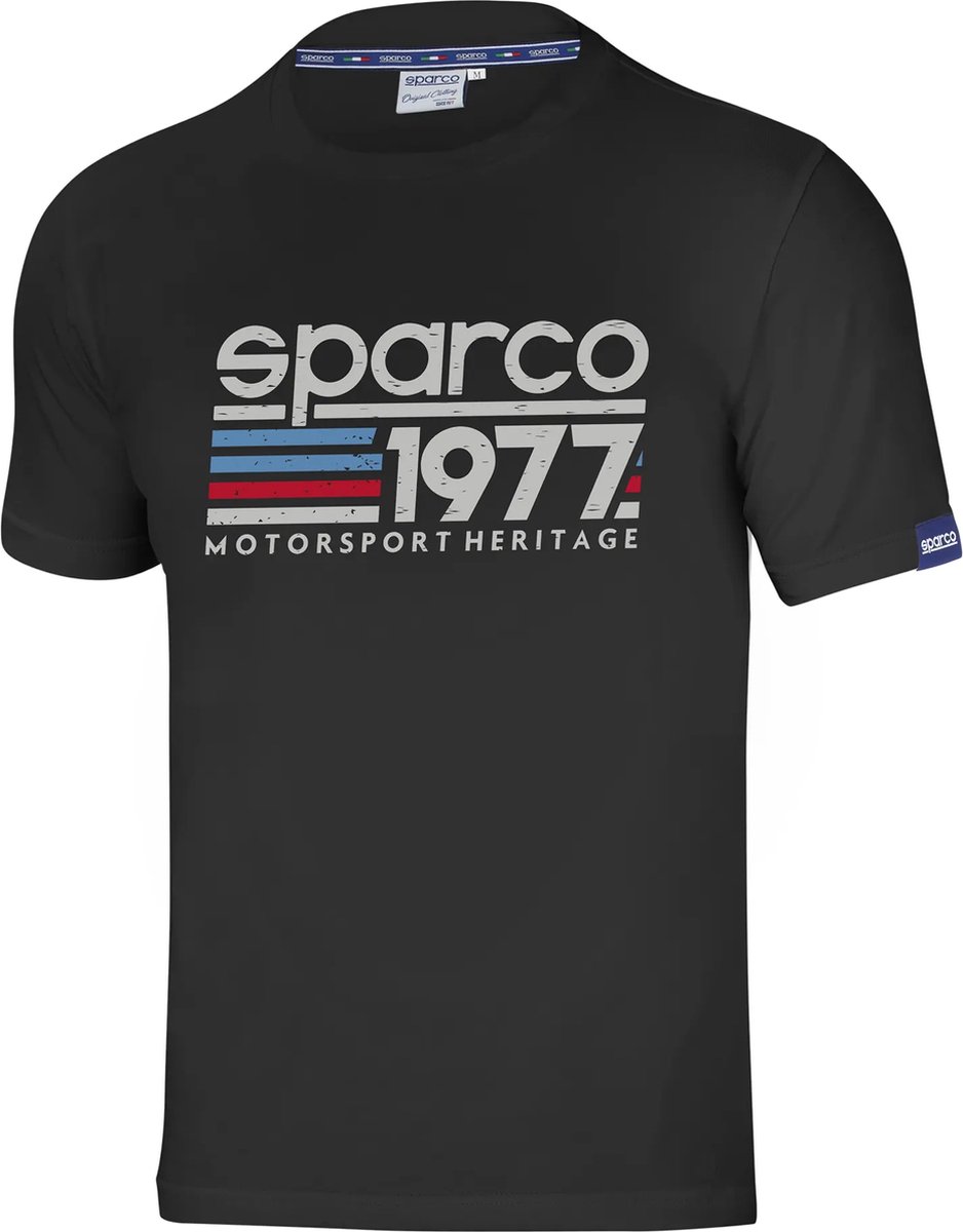 Sparco 1977 T-Shirt - Stijlvolle motorsportkleding met een vleugje geschiedenis - S - Zwart