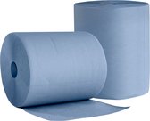WIPEX BlueTech schoonmaakpapier, universeel gebruik, naar keuze 2- of 3-laags, gerecycled papier, blauw, 2 rollen met 500 doekjes