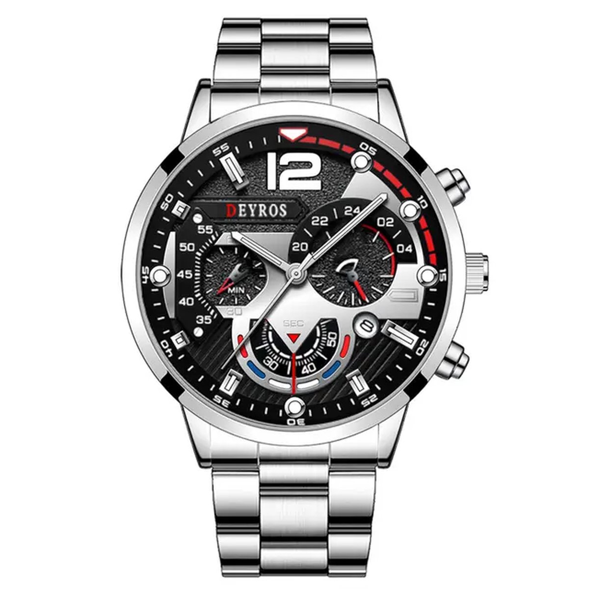 Horloge Met Armband-Zilver-Heren Horloge-Cadeau-Zilveren Horloge- Zilveren Armband