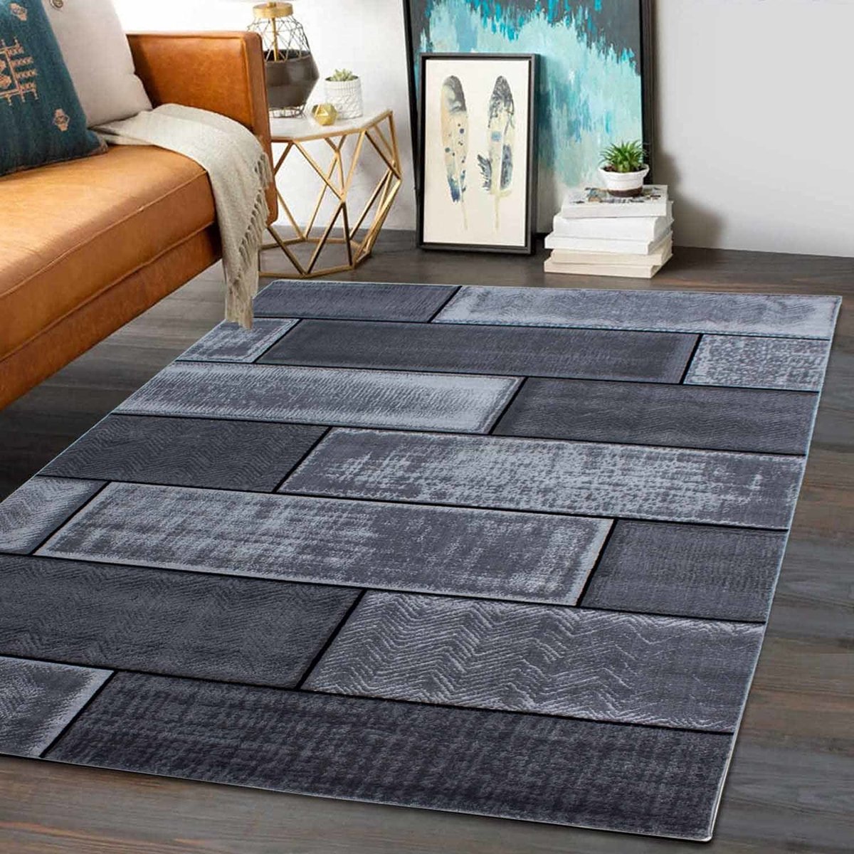 flycarpets Marlon Vloerkleed Grijs / Zwart - Laagpolig Tapijt - Woonkamer - 160x230 cm