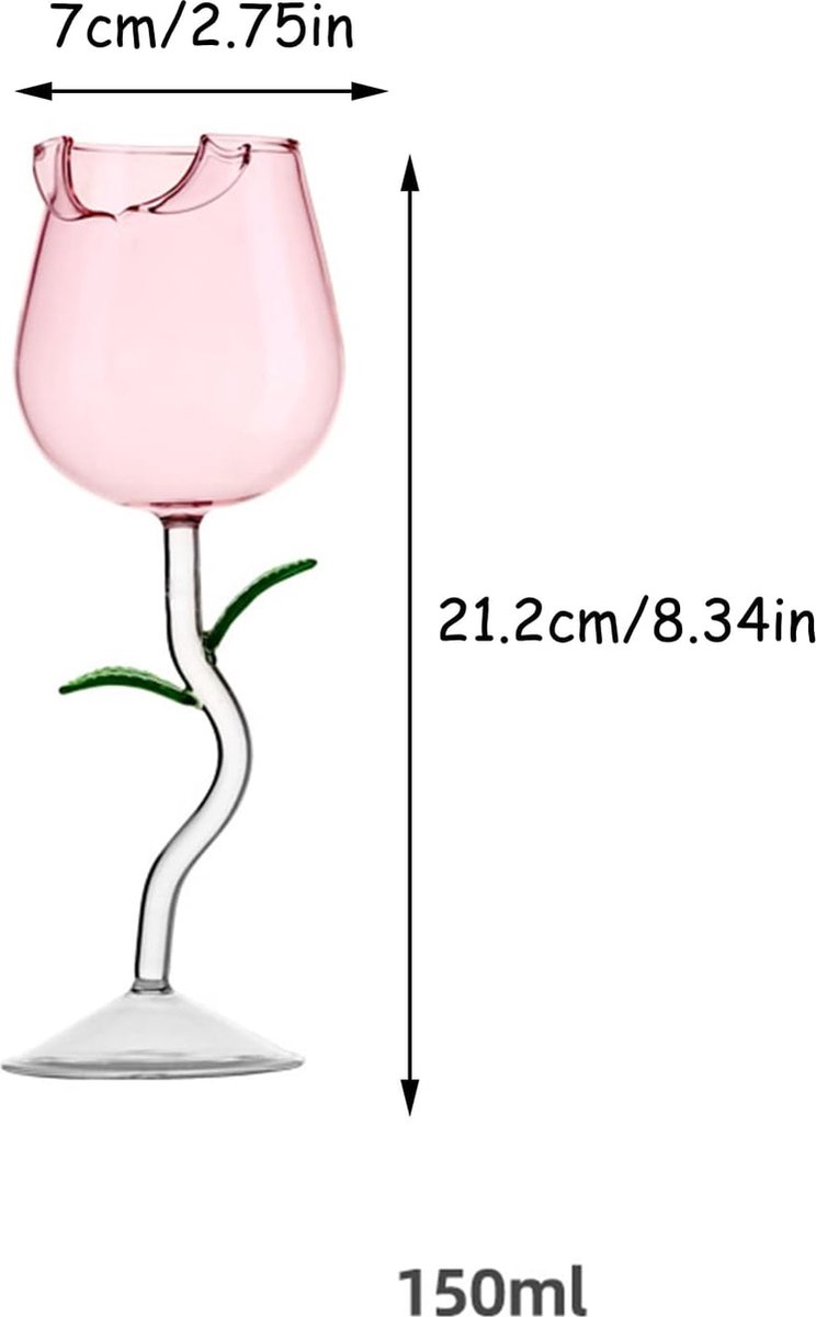 Renywosi Gobelet Rose - Verres À Vin Créatifs en Rose, Verre À Vin en Verre  À Haute
