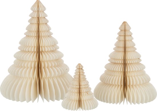J-Line décoration Sapin De Noël Pliant - papier - crème/blanc - large