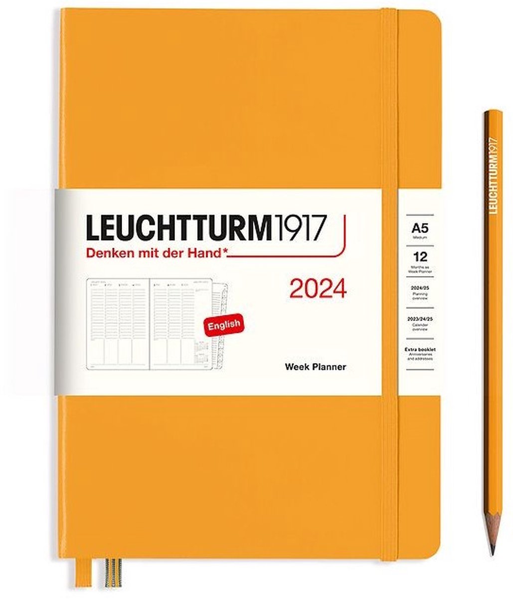 AGENDA HEBDOMADAIRE 2024 A5+ souple – couleur moutarde