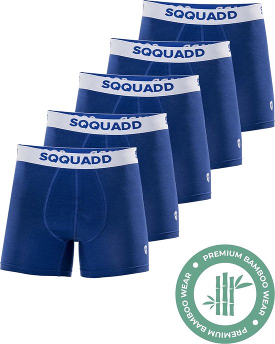 SQQUADD® Bamboe Ondergoed Heren - 5-pack Boxershorts - Maat XL - Comfort en Kwaliteit - Voor Mannen - Bamboo - Blauw