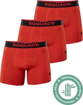 SQQUADD® Bamboe Ondergoed Heren - 3-pack Boxershorts - Maat XXL - Comfort en Kwaliteit - Voor Mannen - Bamboo - Rood